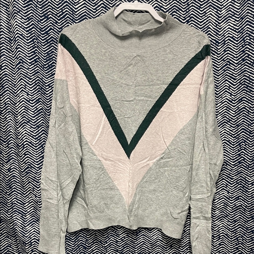 Old Navy Gray and Pink Cowl Neck Sweater